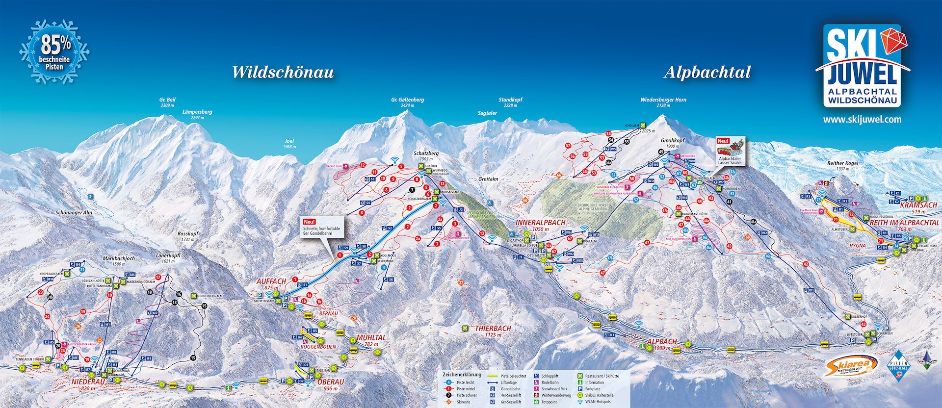 Pistenplan Ski Juwel Alpbachtal-Wildschönau