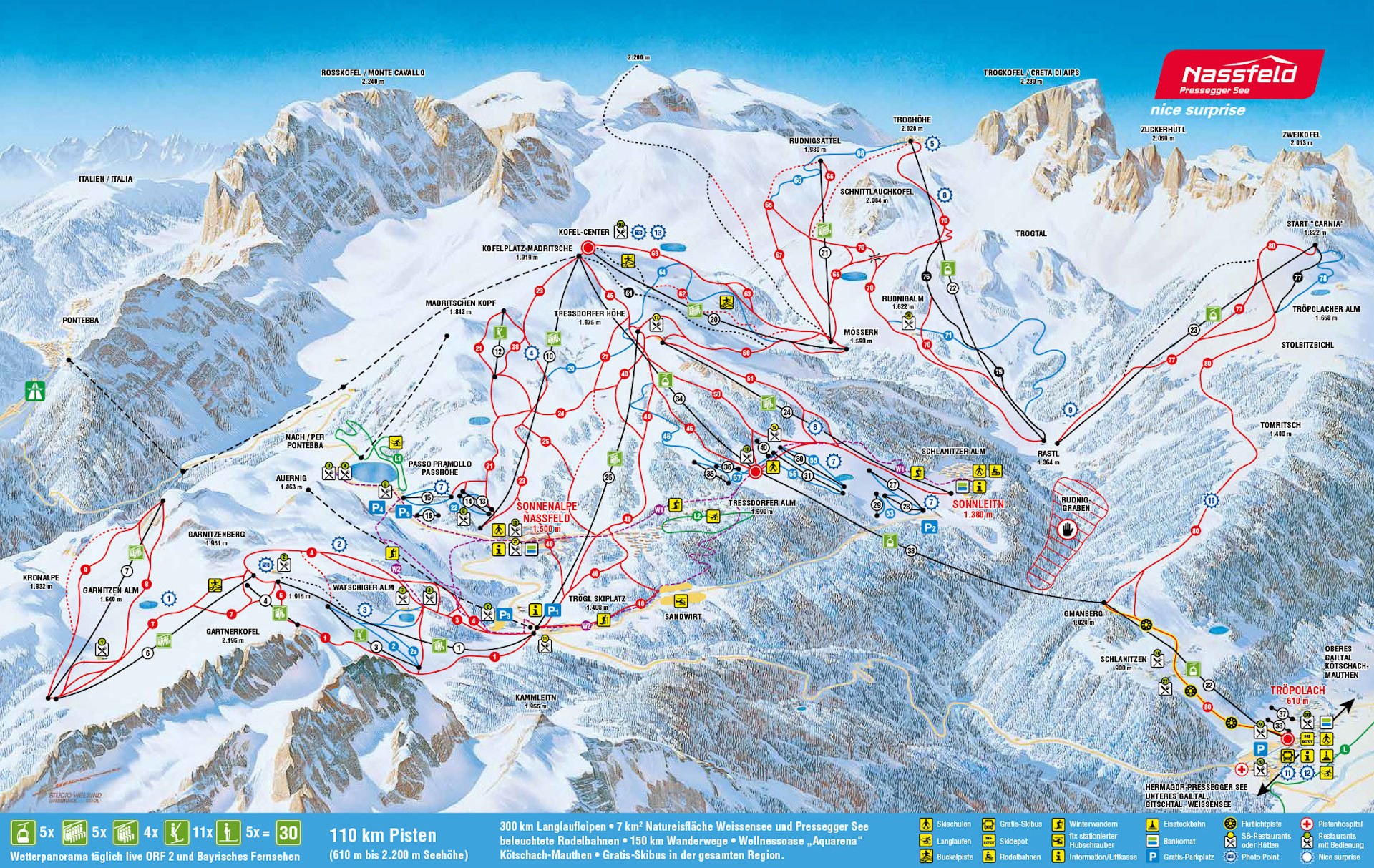 Pistenplan Nassfeld-Pressegger See