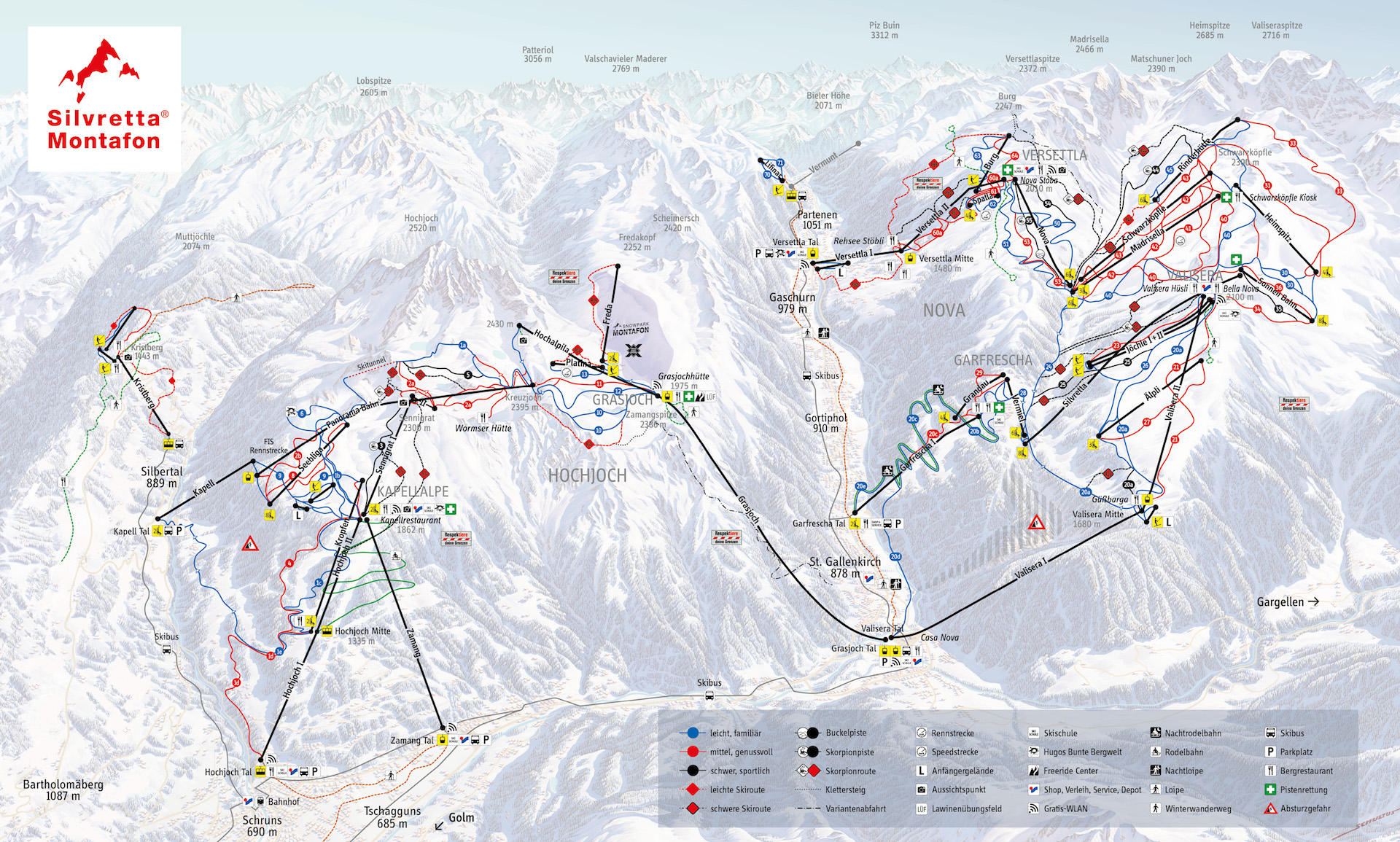 Pistenplan Silvretta Montafon