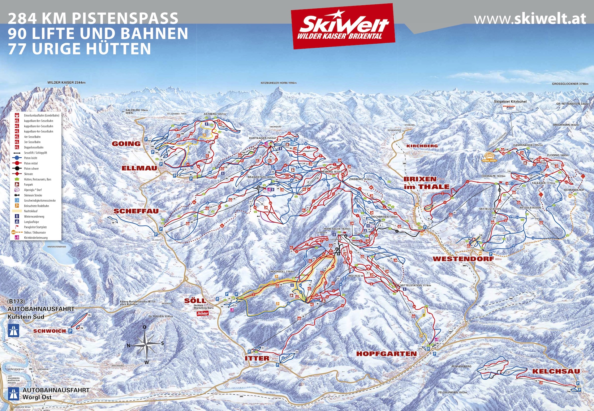 Pistenplan SkiWelt Wilder Kaiser-Brixental