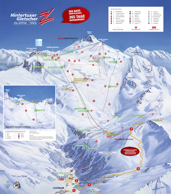 Vorschaubild Pistenplan Hintertuxer Gletscher