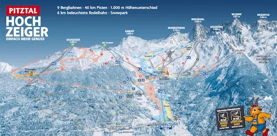 Pistenplan – Hochzeiger – Jerzens im Pitztal