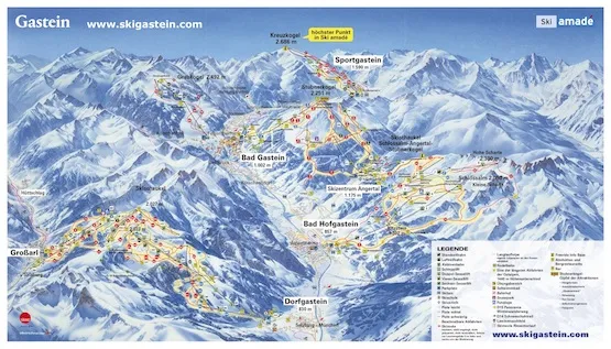 Pistenplan – Skigastein (Bad Gastein–Bad Hofgastein–Dorfgastein–Großarl)